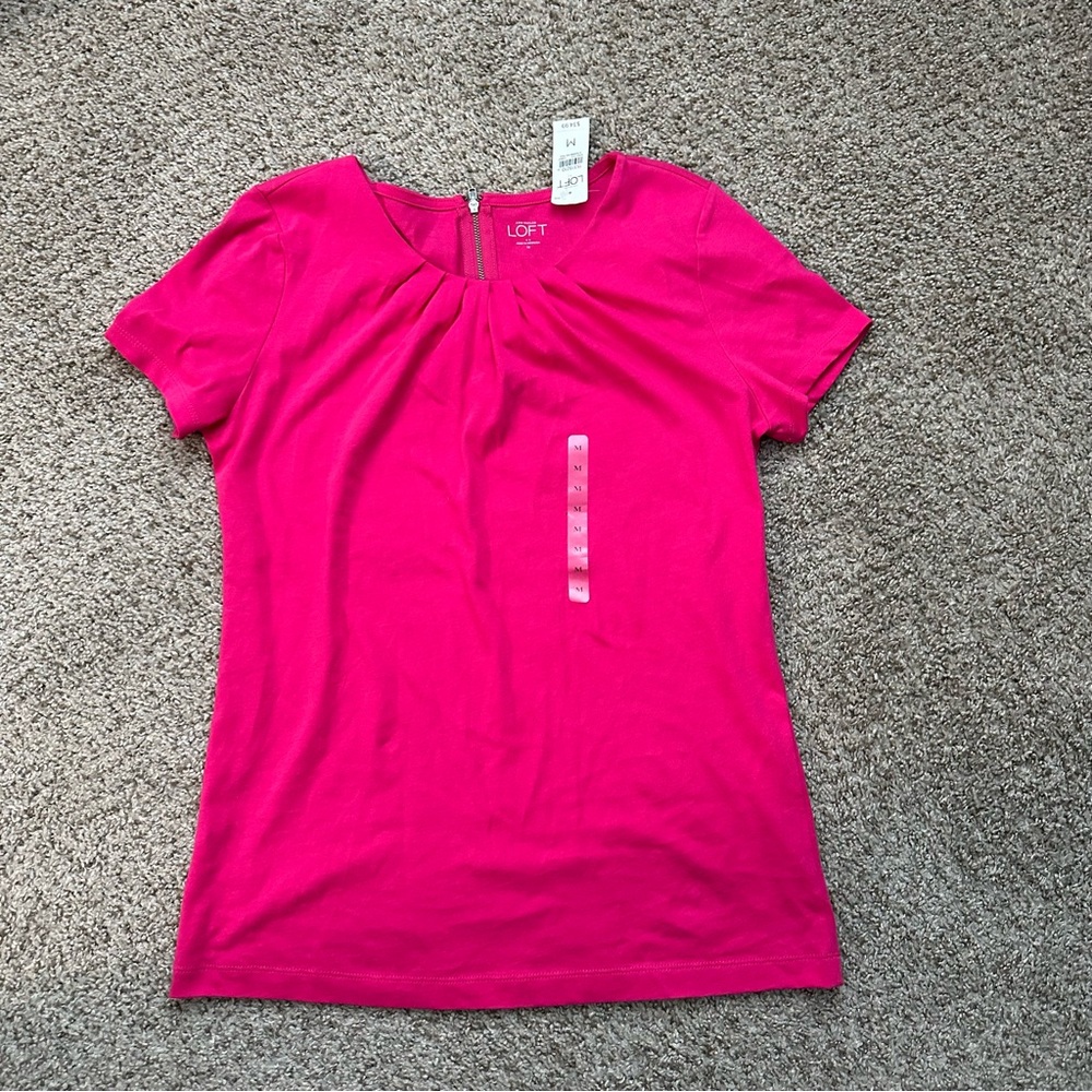 LOFT Bright Pink Short Sleeve Top